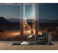 3D Door Wallpaper, Dream Photo Wall Mural, Self Adhesive Wall Paper with Magic Pattern for Bedroom Living Room Tv Background, Home Decoration Poster (350x256, B73)