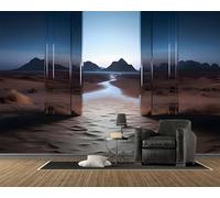3D Door Wallpaper, Dream Photo Wall Mural, Self Adhesive Wall Paper with Modern Pattern for Bedroom Living Room Tv Background, Home Decoration Poster (200x140, B86)
