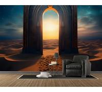 3D Door Wallpaper, Magical Fantasy Photo Wall Mural, Self Adhesive Wall Paper with Retro Pattern for Bedroom Living Room Tv Background, Home Decoration Poster (200x140, B78)
