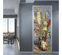 3D Door Wallpaper Plants and Flowers Self-Adhesive Door Stickers Posters Murals Art Wall Stickers Photo 95 X 215 Cm PVC Removable Door Decoration for Living Room Bedroom Bathroom Kitch-77627048171998