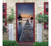 3D Door Wallpaper Wooden Bridge Landscape Self Adhesive Door Sticker Poster Mural Art Wall Sticker Photo 90 X 200 Cm for Living Room Bedroom Bathroom Kitchen Office PVC Removable Door -46245298614269