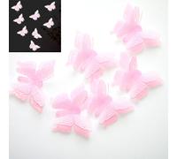 3D Double Layer Butterfly Glow in Dark Wall Stickers Luminous Fluorescent Plastic Adhesive Home Decoration by Clest F&H (Pink)