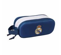 Safta Real Madrid 3D - Double 3D Pencil Case, Children's Pencil Case, Ideal for School Ages, Comfortable and Versatile, Quality and Resistance, 21 x 6 x 8 cm, Black/White, M, Casual