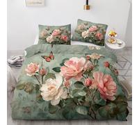 3D Double-sided printing Duvet Cover Flowers Printed Luxury Duvet Cover Set Butterfly Quilt Cover Bedroom Collection 3Pcs King Size(220 x 230 cm )