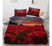 3D Double-sided printing Duvet Cover Red Spider Lily Printed Luxury Duvet Cover Set Flowers Quilt Cover Bedroom Collection 3Pcs Super King Size(260 x 220 cm )
