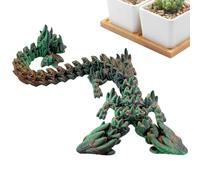 3D Dragon - 3D Printed Dragon | Double Head Crystal Fidget Toy | Flexible Articulated Serpent, Model Ornament with Twistable Body, Movable Joints, Executive Desk Decor for Home Office