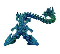 3D Dragon - 3D Printed Dragon | Double Head Crystal Fidget Toy | Flexible Articulated Serpent, Model Ornament with Twistable Body, Movable Joints, Executive Desk Decor for Home Office