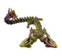 3D Dragon - 3D Printed Dragon | Double Head Crystal Fidget Toy | Flexible Articulated Serpent, Model Ornament with Twistable Body, Movable Joints, Executive Desk Decor for Home Office