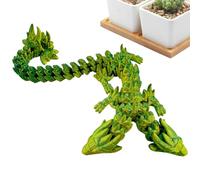 3D Dragon - 3D Printed Dragon | Double Head Crystal Fidget Toy | Flexible Articulated Serpent, Model Ornament with Twistable Body, Movable Joints, Executive Desk Decor for Home Office