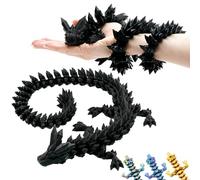 3D Dragon - 60 cm Decorative Fantasy Sculpture in Black, Large Collectible Figurine with Movable Element for Fans & Collectors (14+)