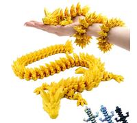 3D Dragon - 60 cm Decorative Fantasy Sculpture in Gold, Large Collectible Figurine with Movable Element for Fans & Collectors (14+)