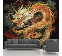 3D Dragon Asian Legend Wallpaper Decals, Oriental Creature Murals Waterproof PVC, Fantasy Animal Wall Stickers Self Adhesive for Sofa Background Bedroom Living 230x210 cm