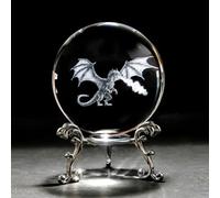 3D Dragon Crystal Ball Paperweight 60mm Glass Animal Figurines For Home