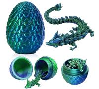 3D Dragon Egg Articulating Gemstone Crystal Dragon Figurine Easter 3D Dragons Egg Articulated Dragon Removable Mystery Dragon Egg Toy Dragon Home Office Decor Executive Desk Toys（Laserblaugrün）