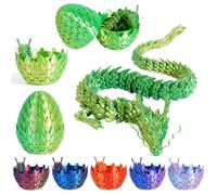 3D Dragon Egg Articulating Gemstone Crystal Dragon Figurine 3D Eggs with Inside Autism Toys Egg Toy for Anxiety Relief Flexible Joints Home Desk Decor Desk Toys Dazzling tri-colour (Laser Green)