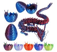 3D Dragon Egg Articulating Gemstone Crystal Dragon Figurine 3D Eggs with Inside Autism Toys Egg Toy for Anxiety Relief Flexible Joints Home Desk Decor Desk Toys Dazzling tri-colour (Laser Blue Red)