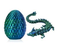 3D Dragon Egg Articulating Gemstone Crystal Dragon Figurine Flexible Joints Home Decor Executive Desk Toys Home Office Decor Executive Desk Toys (Laser Green)