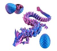 3D Dragon Egg Printed Crystal Dragon in Egg Surprise Easter Eggs Iridescent Articulated Dragon Flexible Joints Fidget Toys for Home Office Decor Executive Desk Toys Anxiety Relief (Purple)