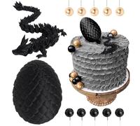 3D Dragon Eggs Cake Topper Black Dragon Cake Decorations Cake Balls Decor for Boy Birthday Party Supplies