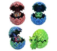 3D Dragon Eggs with Dragon Inside, Creative Desk Decor for Home and Office, Mini Dragon Egg Collection for Display and Gifting, 4 Pieces 3D Printed Dragon Egg Set with Sturdy Material Construction