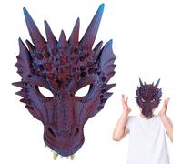 3D Dragon Halloween Mask, Half Face Cosplay Dragon Scary Animal Masks, Halloween Carnival Costume Cosplay Prank Party Mask for Adults and Kids - Purple
