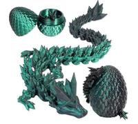 3D Dragon in Egg Fully Articulated Crystal Dragon with Egg Flexible Joints for Home Office Decor and Executive Desk Toys Dragon Home Office Decor Executive Desk Toys（Green Black）