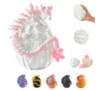 3D Dragon in the Egg - Dragon Egg with Dragon 33 cm Figure | 12 cm Large Egg | Hatching Surprise Dragon in White/Pink with Floral Pattern | Movable Fantasy Toy & Collectible Figure for Children
