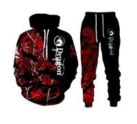 3D Dragon Printed Men's Sweatshirt Hoodies Set Men's Animal Tracksuit Pullover Jacket Pants Sportswear Autumn Suit