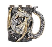 3D Dragon Tankard Mug - Medieval Gothic Beer Mug, Stainless Steel Stone | Parties and Dragon Lovers Themed Coffee Mug, Detailed Fantasy Mug for Decoration Cosplay Renaissanc