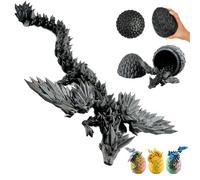 3D Dragon with Wings in Egg - 20 cm Decorative Collectible Figurine with 10-cm Egg, Black Dragon with Movable Element, Fantasy Décor (14+)