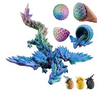 3D Dragon with Wings in Egg - 23 cm Decorative Collectible Figurine with 12-cm Egg, Blue-Green-Purple Dragon with Movable Element, Fantasy Décor (14+)