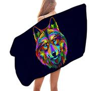 3D Dream Catcher Wolf Pattern Lightweight Beach Towel Absorbent Quick Dry Sand Free Swimming Camping Holiday Beach Bath Towel Travel Gym Summer Towel (Black 4, 150 x 75cm)