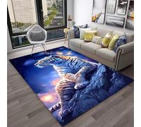 3D Dream Tiger Animal Cartoon Green Gray Blue Carpet Rug for Home Living Room Bedroom Sofa Doormat Decor,Child Play Area Rug Non-slip Floor Mat (Color 5,80x160 cm)