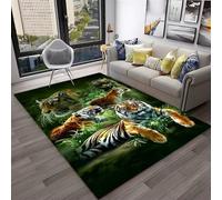 3D Dream Tiger Animal Cartoon Green Gray Blue Carpet Rug for Home Living Room Bedroom Sofa Doormat Decor,Child Play Area Rug Non-slip Floor Mat (Color 4,80x160 cm)