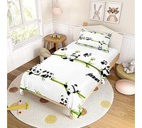 3D Duvet Cover Set for Single Double King Bed, Morbuy Cartoon Animal Printed Bedding Sets Boy Girl Bedroom Microfiber Duvet Set Quilt Case with Pillowcases (Bamboo panda,135x200cm)