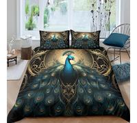 3D Duvet Cover Set Single 90X190 Cm Animal Peacock Print Bedding Set For Teens Pattern +2 Pillowcases - 1 Quilt Cover With Zipper Closure 100% - Do Not Fade - Hypoallergenic-32413457651