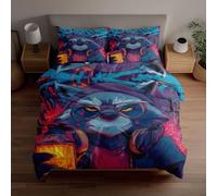 3D duvet cover sets with graffiti raccoon in tilted beanie and headphones holding spray can, made from soft breathable microfiber, includes 1 duvet cover 2 pillowcases