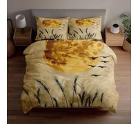 3D Duvet Cover Sets with Harvest Moon & Crows Print, Soft Microfiber Bedding Set Includes 1 Duvet Cover 2 Pillowcases, Spooky