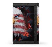 3D Eagles1 U.S. Flag Funny Trifold Wallet RFID Blocking Front Pocket Wallets with ID Window Gifts for Men Women