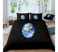 3D Earth King Size Duvet Cover Sets Universe Double Bedding Set Warm Comfort Microfiber Quilt Cover Size 220x230 cm with 2 Pillowcases 50×75 cm y.3064