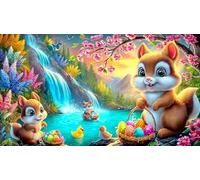 3d easter bunny 1000 Piece Puzzle Game Recycled Paper Educational Game Challenge Great Gift Idea for Adults and Kids Age 12 Years Up 38x52cm/1000pcs