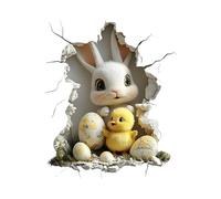 3D Easter Bunny Wall Sticker - Self-Adhesive 3D Break Through Wall Bunny Sticker, Waterproof PVC Decor for Bathroom/Kitchen/Fridge, Gift for Families & Decor Enthusiasts