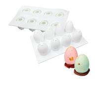 3D Easter Egg Baking Mold, 8 Cavity Silicone Mold for Mousse Cake, Peanut Butter Chocolate, Candy, Jello, Pastry, Muffin, Cupcake, Mini Soap, Lotion Bar, Bath Bomb, Candle Wax Melts