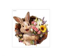 3D Easter Wall Stickers Decor, Rabbit Breaking Wall Holding Colorful Eggs, 30x30cm Large Removable Decals Window Clings for Home School Office Party, Multicolor Bunny Walls Art (B 1pcs)