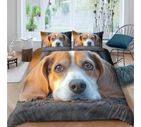 3D Easy Care Microfiber beagle puppy Bed Quilt Cover Soft Bedding Set with Pillow Cases cute animal photography Comforter Cover Set All Season Machine Washable for Teens Adults Single（140x200cm）