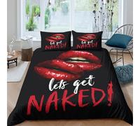 3D Easy Care Microfiber bold lips Bedding Quilt Cover All Season Bedding Set w/ Pillowcase vibrant graphic design Comforter Cover Set All Season Machine Washable for Home Decoration Single（140x200cm）