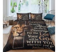 3D Easy Care Microfiber Christian lion Comforter Cover Breathable Soft Bedding Set with Pillow Cases Religious motivational Duvet Cover Set All Season for Men Women Kids Super king（260x220cm）