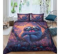 3D Easy Care Microfiber Cute sloths hugging Bed Quilt Cover Soft Bedding Set with Pillow Cases Fantasy art style Comforter Cover Set All Season Machine Washable for Teens Adults Super king（260x220cm）