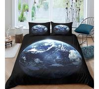 3D Easy Care Microfiber Earth from space Comforter Cover Breathable Soft Bedding Set with Pillow Cases Cosmic view style Duvet Cover Set All Season Washable for Men Women Kids Double（200x200cm）