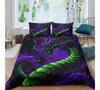 3D Easy Care Microfiber fantasy dragon art Comforter Cover All Season Bedding Sets w/Matching Pillowcase vibrant neon fantasy Duvet Cover All Season Breathable Bedroom Decor Doub (200x200cm)